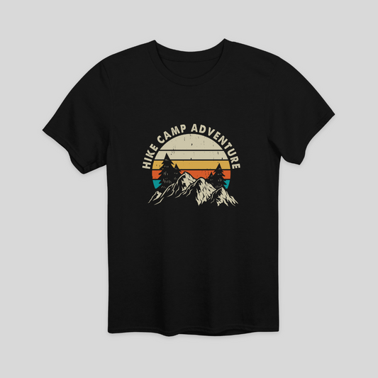 Hike Camp Adventure Retro Graphic T-Shirt